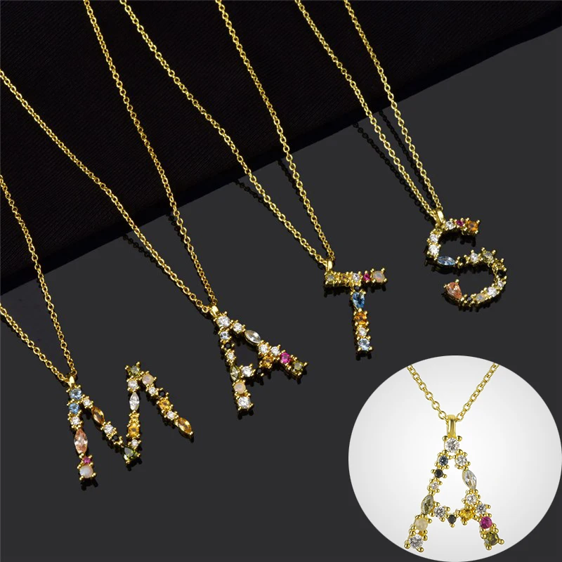 

Золотая буква M Кулон инициал F монограмма опалы Алфавит ожерелье аксессуары ювелирные изделия для женщин