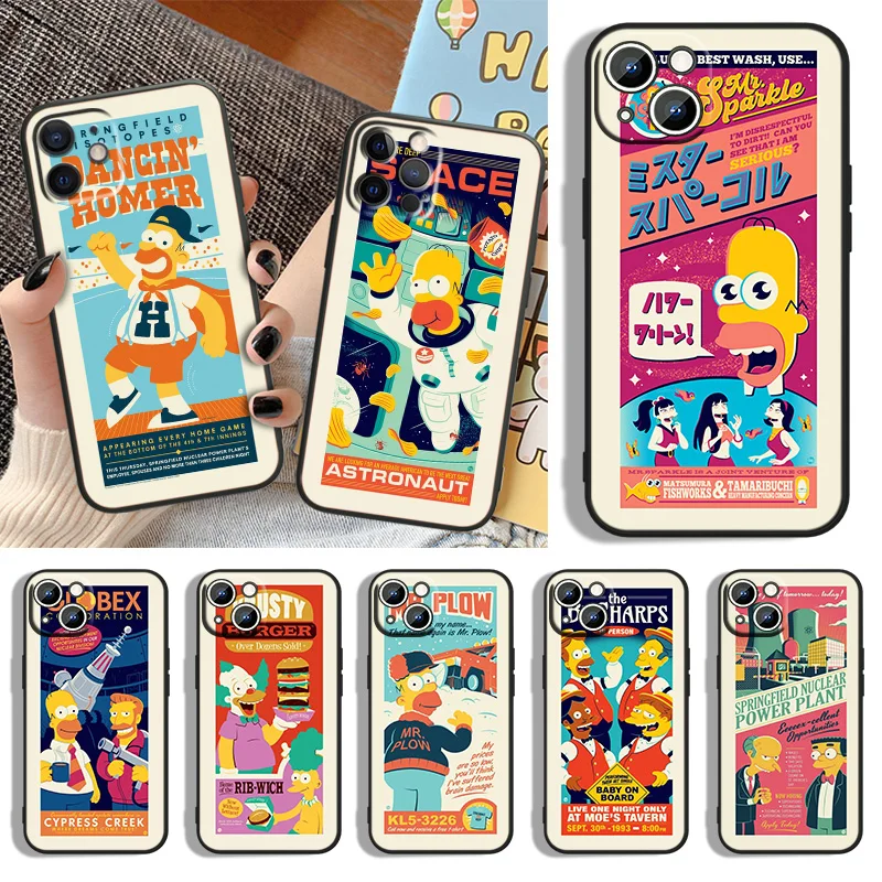 

Cartoon Cute Simpsons Phone Case For Apple iPhone 14 13 12 11 XS XR X 8 7 6 6S 5 5S SE Pro Max Plus mini Black Cover