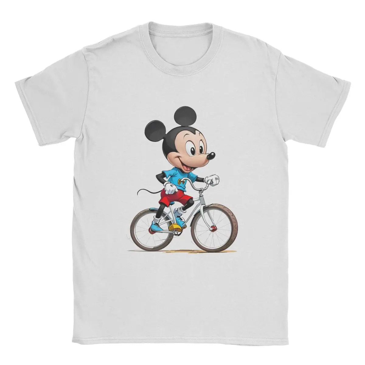 Мужская футболка с Микки Маусом на велосипеде винтажная одежда из чистого хлопка