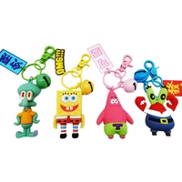 cartoon anime yellow bob squarepants series keychain model toy creative crab boss octopus keyring car bag pendant for women gift