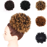 synthetic curly hair ponytail african american short afro kinky curly wrap synthetic drawstring puff pony tail hair extensions