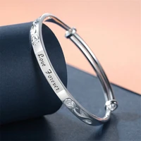 forever love s999 sterling silver bangle japanese and korean ladies fashion rose boutique luxury jewelry valentines day gift