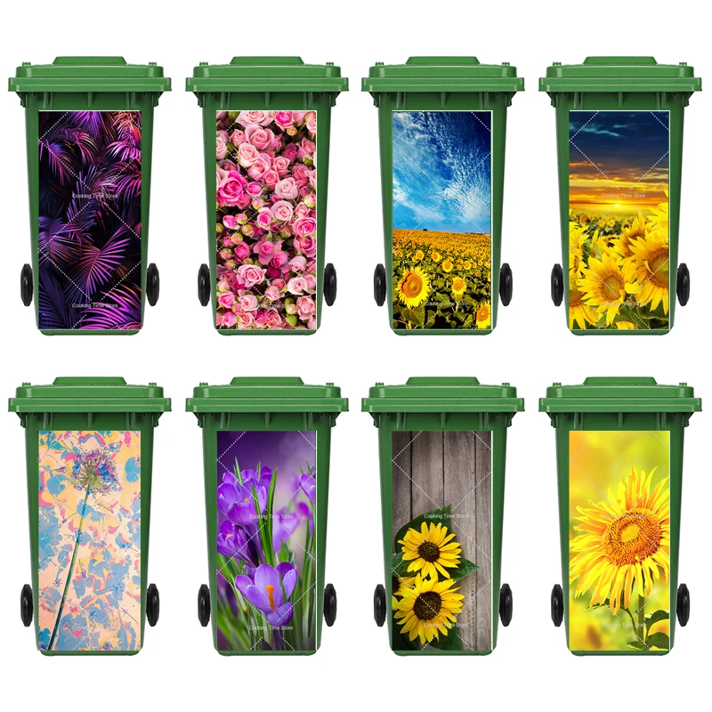 Стильная наклейка INS для мусорного бака с цветочным принтом сделай сам кухонного