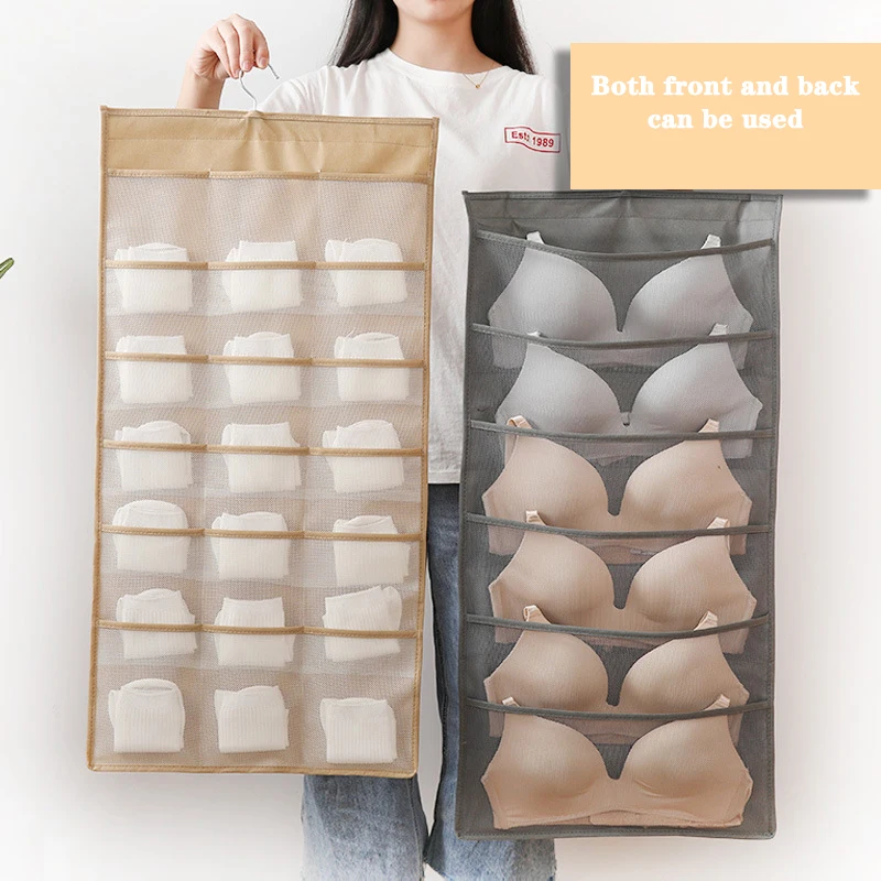 

Household Wall Hanging Decoration Style Socks Storage Bag Wardrobe Underwear Bra Double-Sided Hanging Bag Underwear Underpants