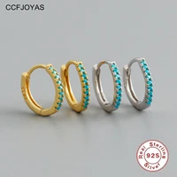ccfjoyas 925 sterling silver turquoise zircon hoop earrings simple ins round circle earrings women fashion wedding jewelry gift