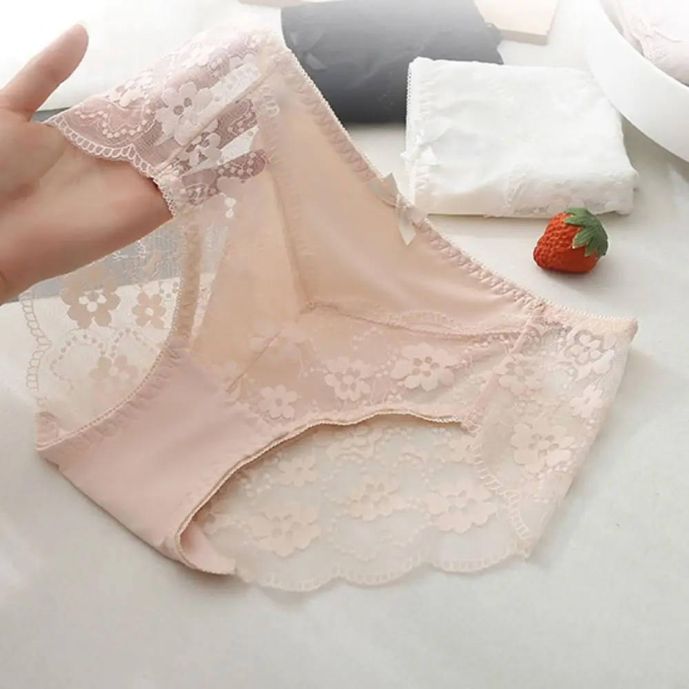 

Дышащие однотонные трусики с принтом, средней талией для девочек, корейское нижнее белье, Симпатичные трусы, женские кружевные трусики, хлопковая промежность