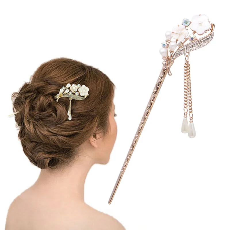 

Y1UE Various Fashion Women Elegant Bobby Pin Colorful Hairpin Rhinestone Hair Stick