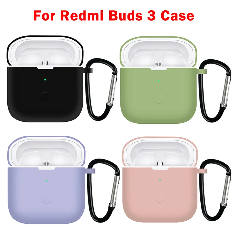 

Силиконовый чехол с крючком для беспроводных наушников Redmi Buds 3, мягкий чехол из ТПУ для Xiaomi Redmi Buds 3, защитный чехол