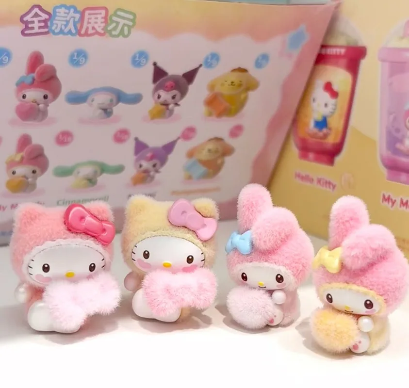 Фото Персонажи Sanrio Pochacco Cinnamoroll Kuromi Little Darling, модель игрушки, мини-слепая коробка, фигурка персонажа из мультфильма, детские игрушки №3