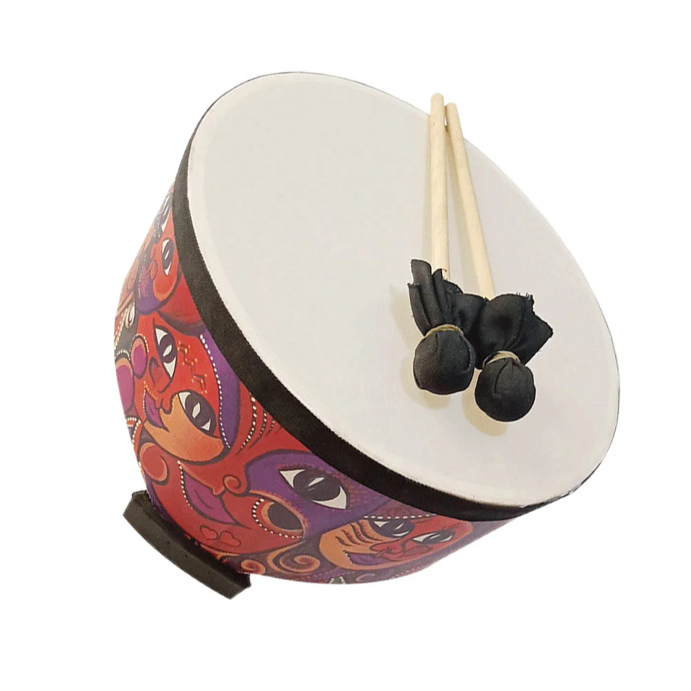 

Drum Floor Kids Tom Percussion8 Inch Musicalinstrument Montessori Orffmallets 2 Indianbeaters 8” Wooden Children Hand Gathering