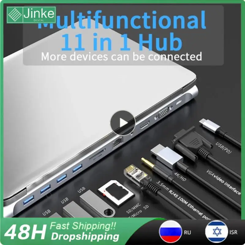 

New USB Hub 11 In 1 USB C Hub 3.0 Splitter Multi-port Adapter Type C Laptop Stand 4K HDMI-compatible RJ45 SD/TF VGA PD Macbook