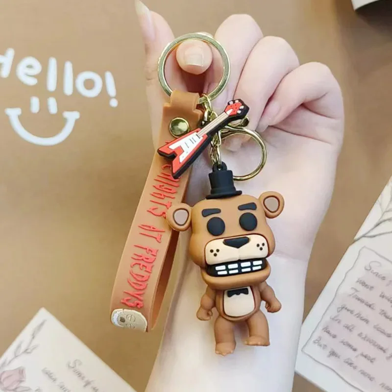 Фото Оптовая продажа: 5 шт. мультяшных игровых фигурок FNAF, модель игрушки-медведя Фредди Фазбера, брелок «Пять ночей с Фредди» для подарка №2