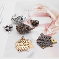 6pcslot mixed alloy hedgehog charms animals for earrings pendant home decor brooch keychain diy jewelry making accessory