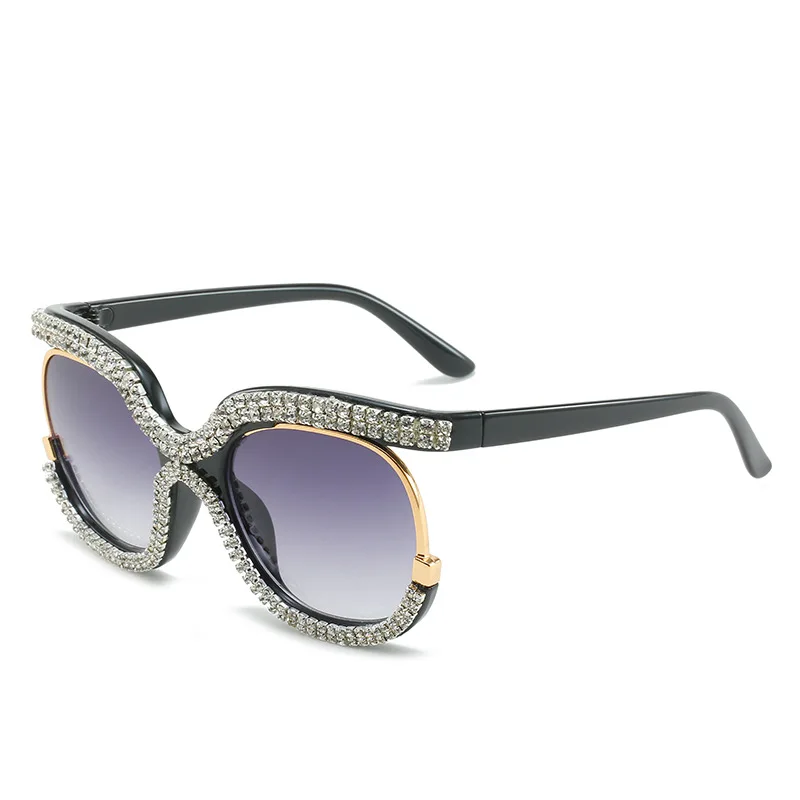 Diamond Oversized Round Sunglasses Luxury Brand 2022 Crystal Blingbling Stylish Sun Glasses Lunette De Solei Sunglasses 5
