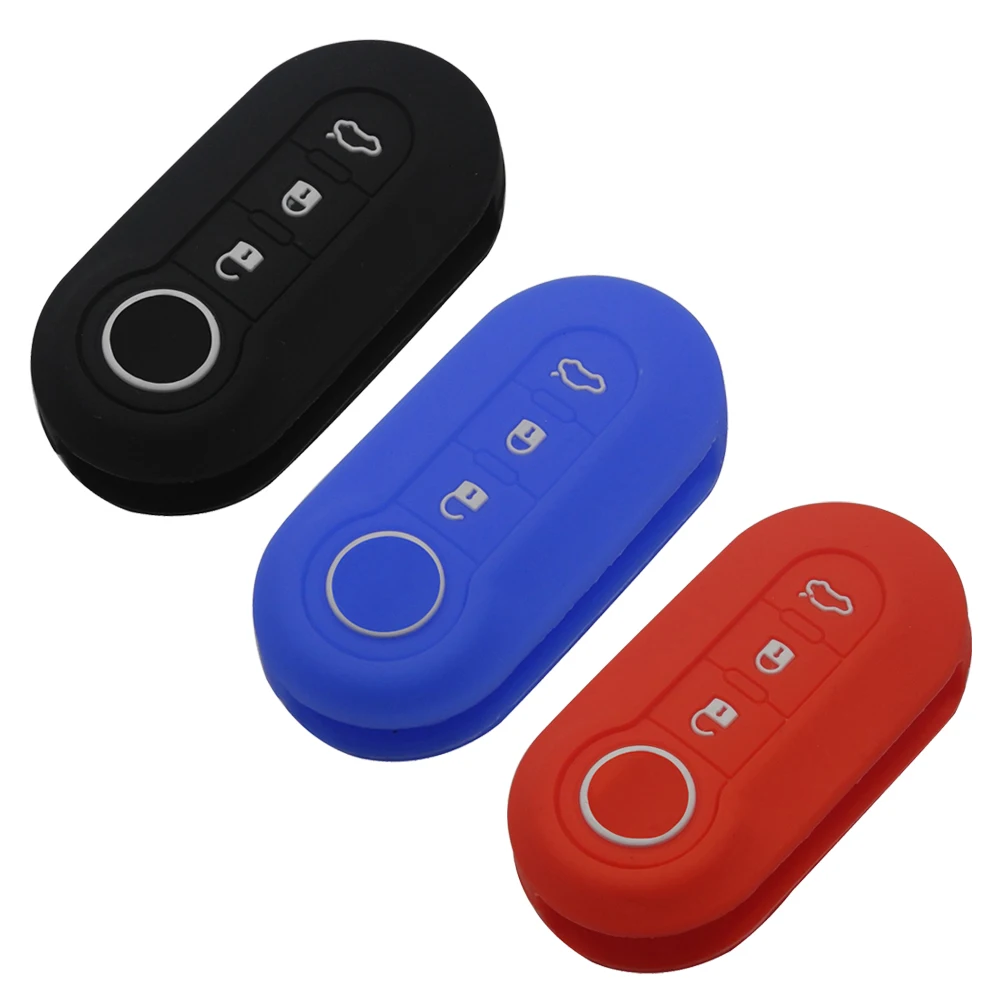 

jingyuqin 3 Buttons Remote Car Key Fob Silicone Case Cover Protector For Fiat 500 Panda Punto Bravo Auto Accessories