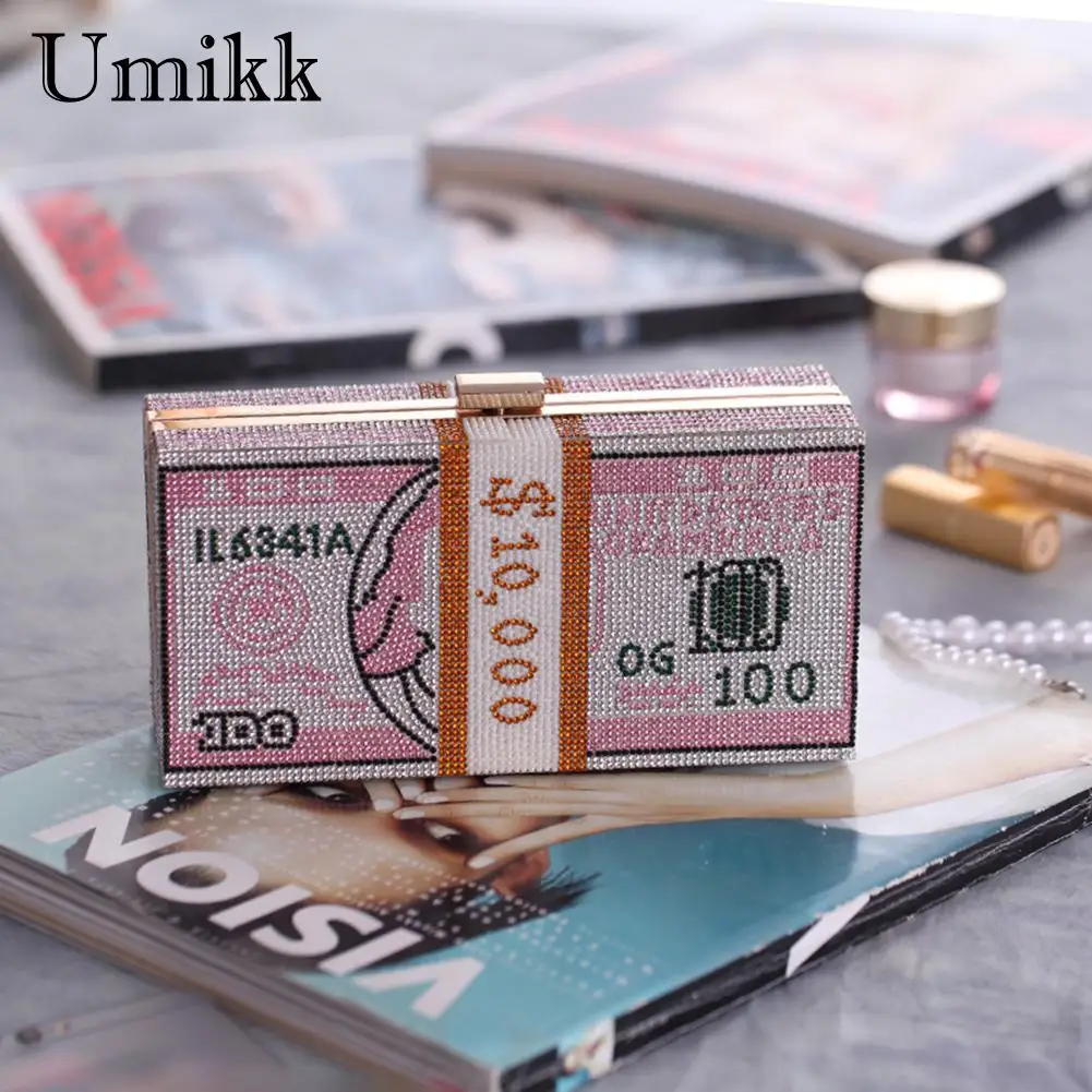 Стразы кошельки-клатчи для денег 10000 долларов складные сумки с наличными