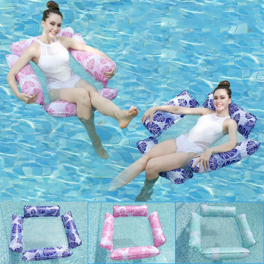 Надувное кольцо для плавания с четырьмя трубками и дизайном листьев складной