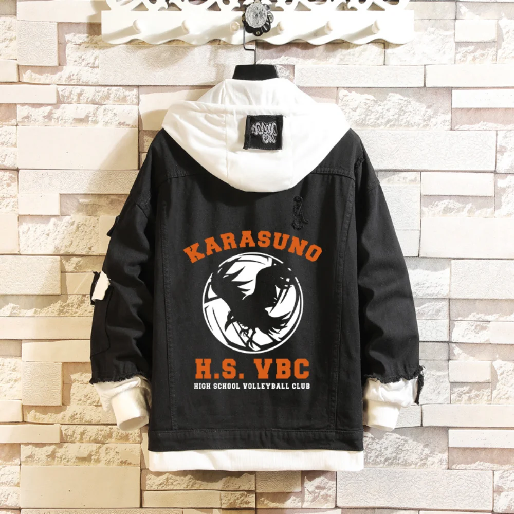 

Haikyuu!! Cartoon Hoodies Men Women Print Autumn Harajuku Hip Hop Sweatshirt Man Fashion Denim Jacket