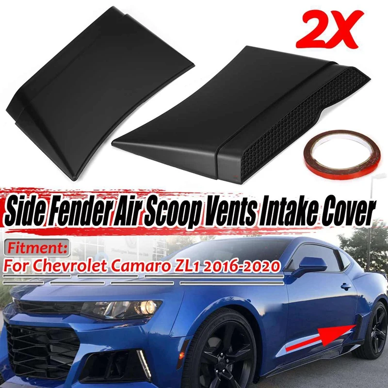 

2PCS Black Car Rear Side Fender Scoop Air Vents Intake Outlet Cover Trim For Chevrolet Camaro 2016-2020 ABS Plastic
