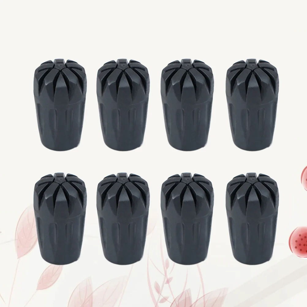 

8pcs Trekking Pole Replacement Tips Hiking Poles Black Rubber Tips Absorbing Trekking Cane Traction End for Telescopic stick