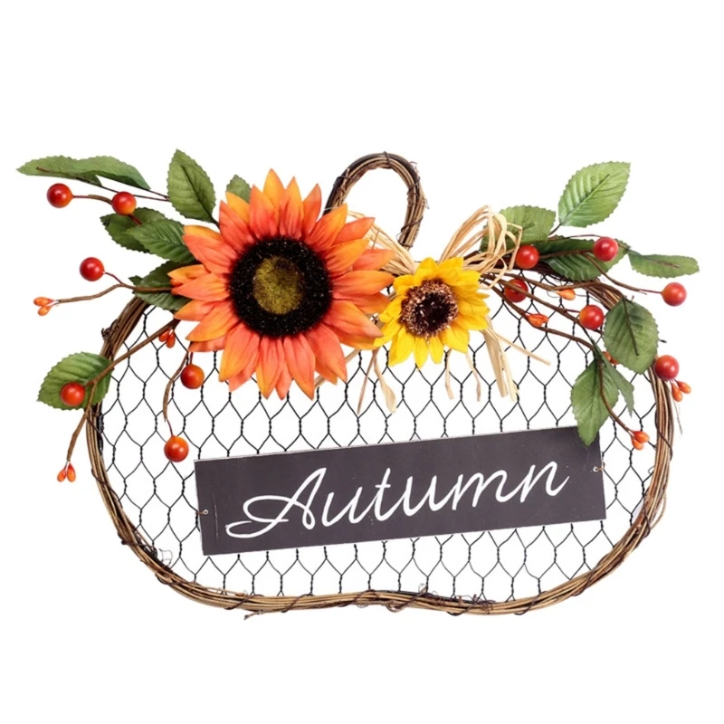 

Осенний тематический искусственный светящийся цветочный венок для каминов и настенных украшений, Прямая поставка