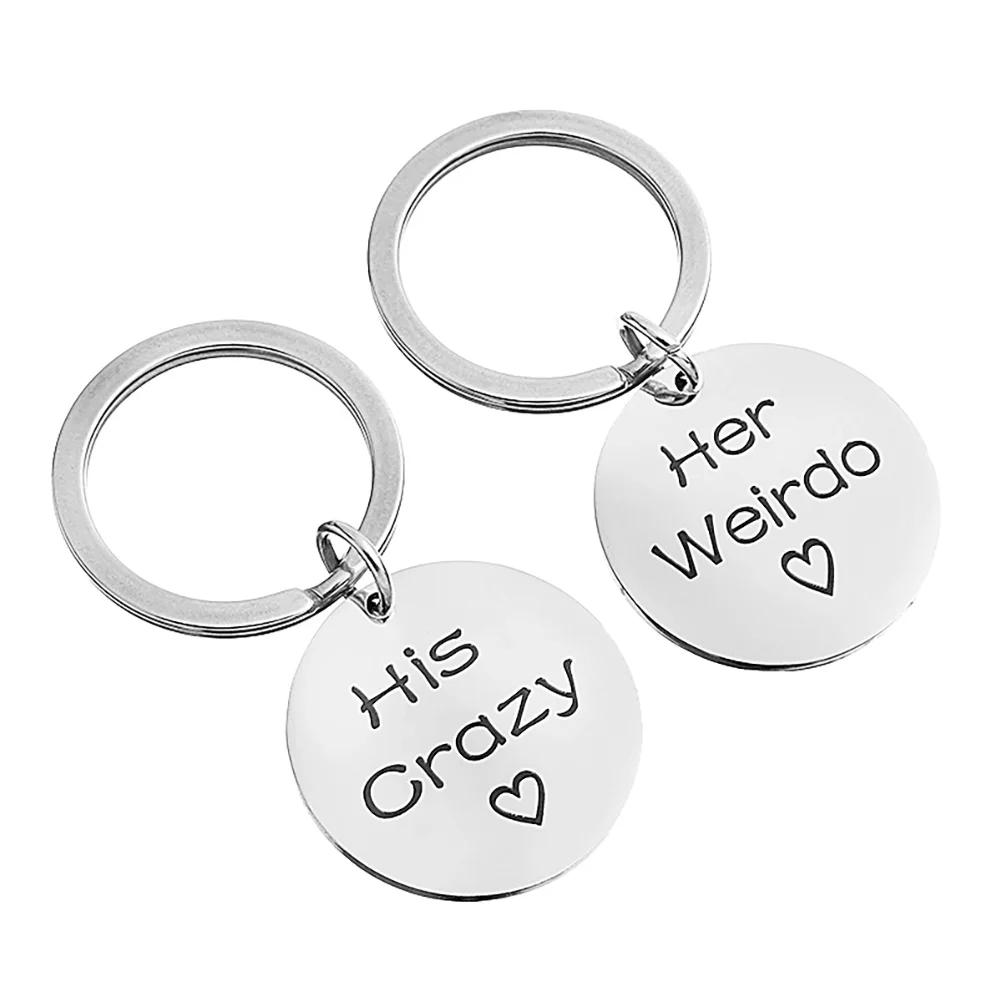 

2pcs Lettering Meaningful Beautiful Rustproof Creative Keyrings Key Chains Pendants Couple Keychains for Gift Valentine's