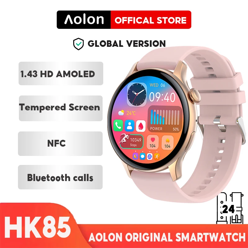 

Aolon Smart Watch Women 1.43inch AMOLED Screen Bluetooth Call Music NFC AI Voice Custom Sport Fitness Tracker Men Smartwatch+Box