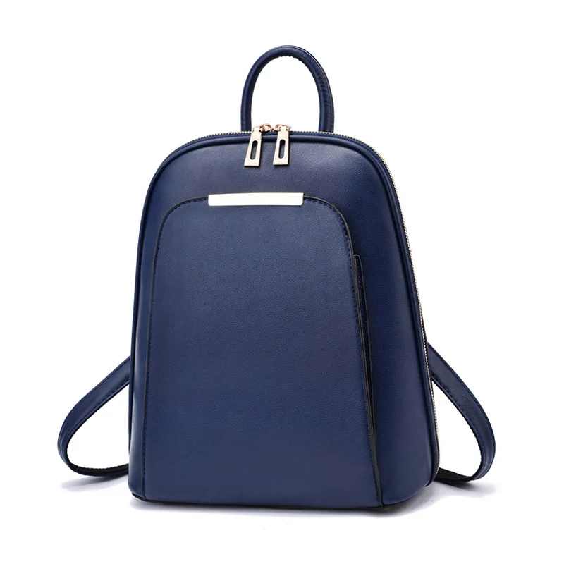 

Solid Color PU Leather Handbag Schoolbag for Girls Women Backpack Travel Large Backpack Women Bag Female Shoulder Back Mochila
