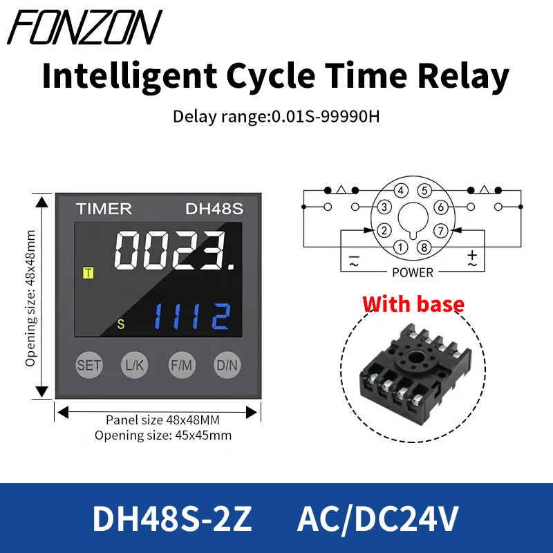 

Реле времени для цифрового цикла Dh48s-1z/2z/2zh, 0,01 В переменного тока/24 В постоянного тока, 12 В постоянного тока, программируемое прецизионное реле с задержкой, 99990 с-ч, с основанием