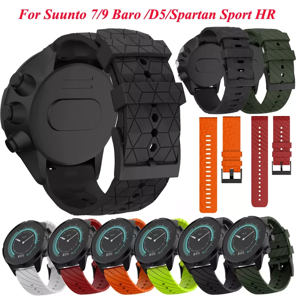 

24mm Silicone Rubber Wrist Straps For Suunto 9/Baro Watch Band Suunto 7 Watchband Spartan Watch Band HR Bracelet D5 Wristband