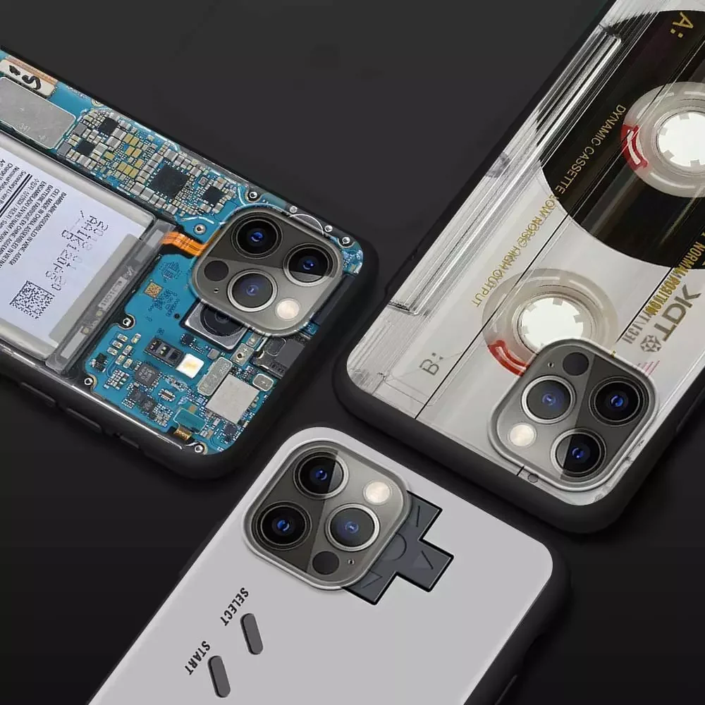 

2022 Trend Camera Cassette Case For Apple iPhone 11 13 12 Pro 7 XR X XS Max 8 6 6S Plus 5S SE 2020 13Pro Black Phone Cover Capa