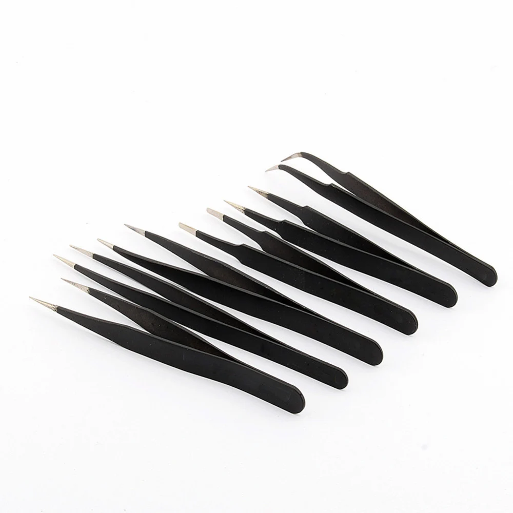 

6Pcs Anti-static ESD Stainless Steel Tweezers Maintenance Tools Industrial Precision Curved Straight Tweezers Repair Tools 2021