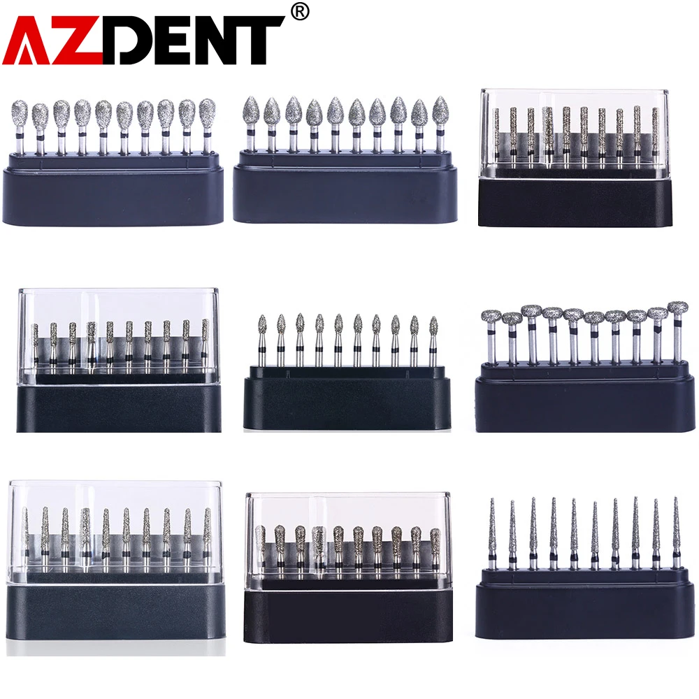 

AZDENT 10 Pcs/Box Dia.1.6mm Dental Diamond Burs Drills High Speed Handpiece Polishing Whitening Product