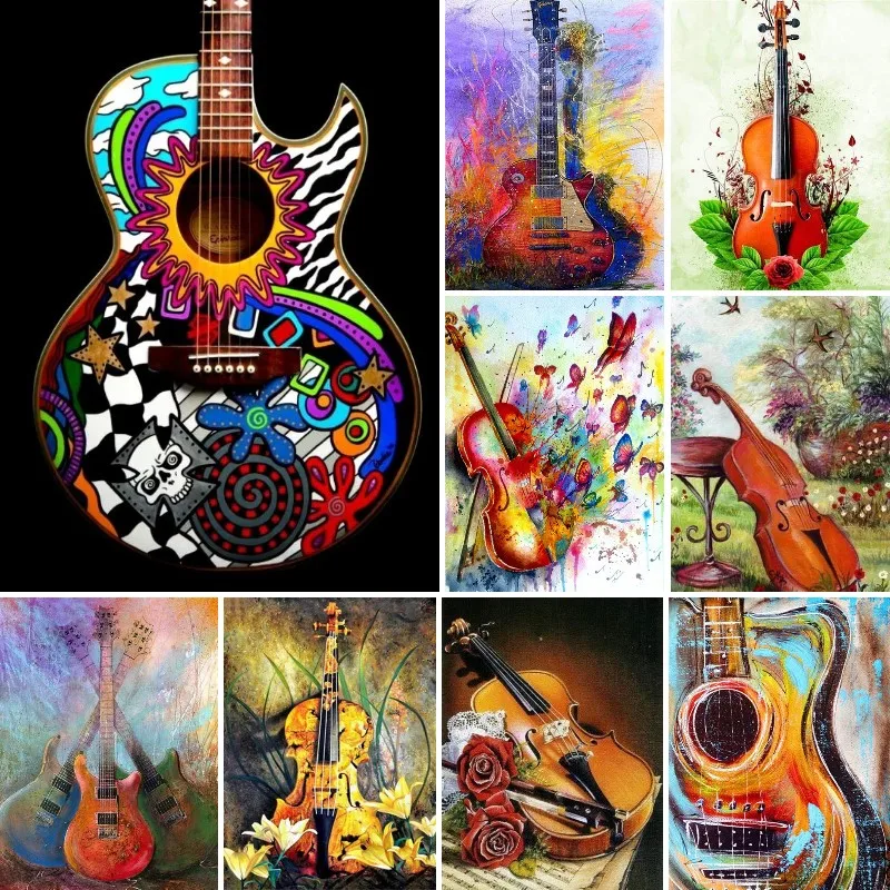 

Алмазная 5D картина «сделай сам», скрипка, музыкальный инструмент, картина Стразы, алмазная вышивка, вышивка крестиком, украшение, подарок