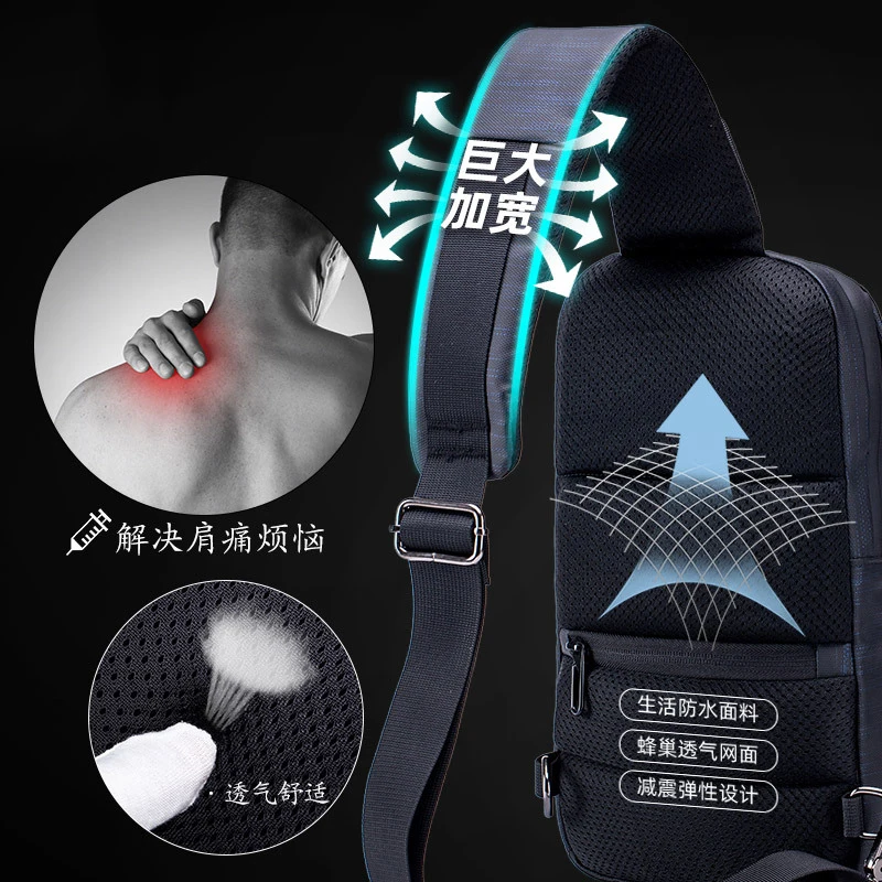 Men's Casual Shoulder Straps Single Shoulder Cross-body Chest Packaging With Water Bottle Holder 10 Inch Laptop Bag