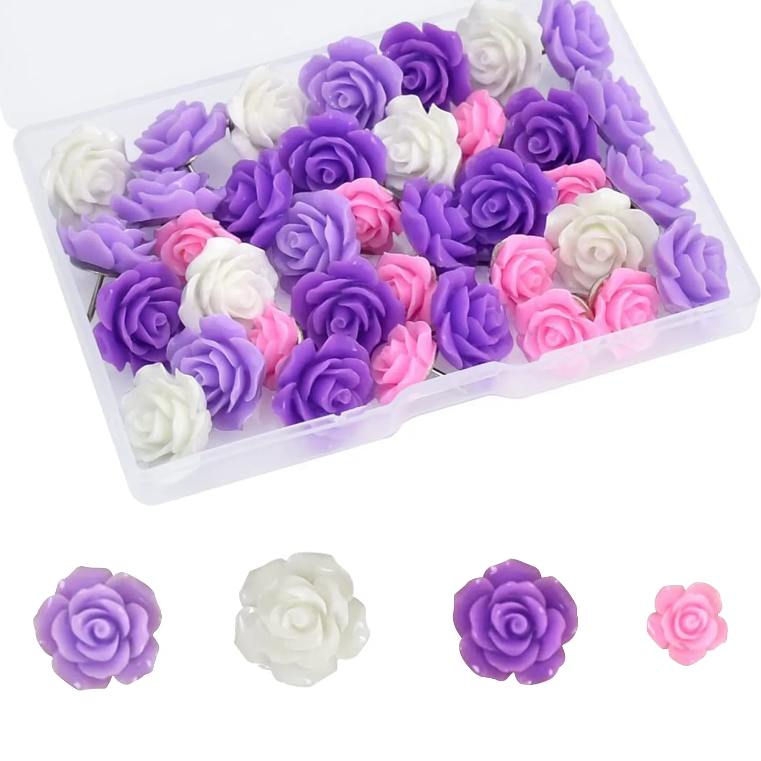 

40pcs/box Floral Thumbtacks Creative Simplicity Colorful Flower Thumb Tacks Pushpin for Non-sticky Photocard Memo Pad Student