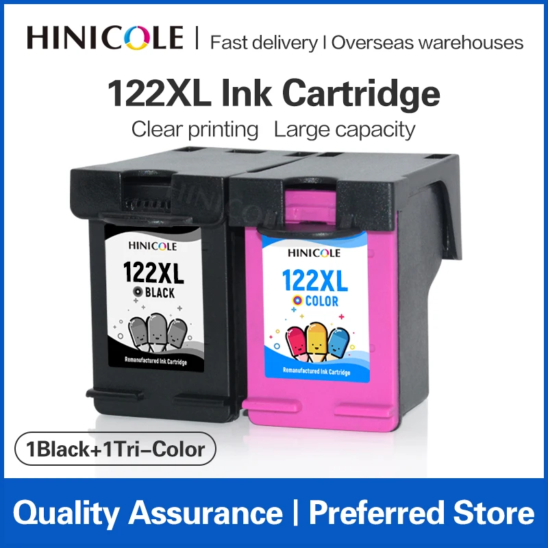 

HINICOLE Compatible For HP 122 122XL Ink Cartridge For HP Deskjet D1000 1050 2000 2050 2510 Envy 4500 5530 4630 4632 1510