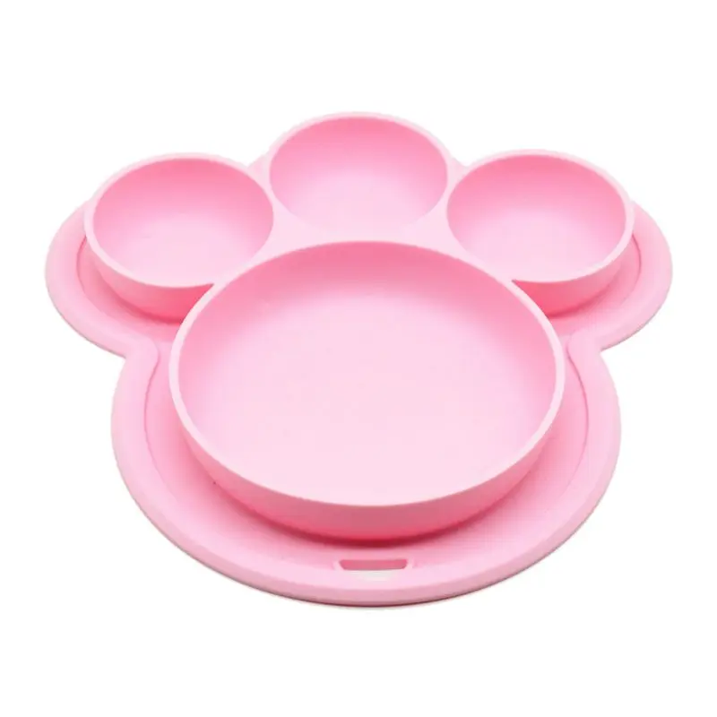 Silicone Cartoon Animal Children Tray Toddler Placemat Baby Tableware Infant Food Tray Kindergarten Household Dinner Plate Gifts cute bear head style baby dinner plate tray pink