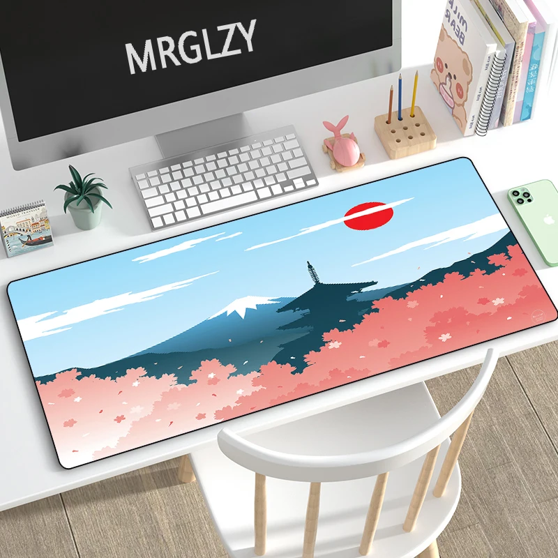 Japanese-style Art Mouse Pad XL Mount Fuji Large Desk Mat 40*90/40*80cm Gaming Mouse Pad Rubber Keyboard Mousepad Carpet for LOL  - buy with discount