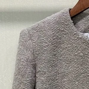 

Women Jacket Retro Tweed Short O-Neck Single Breasted Tops