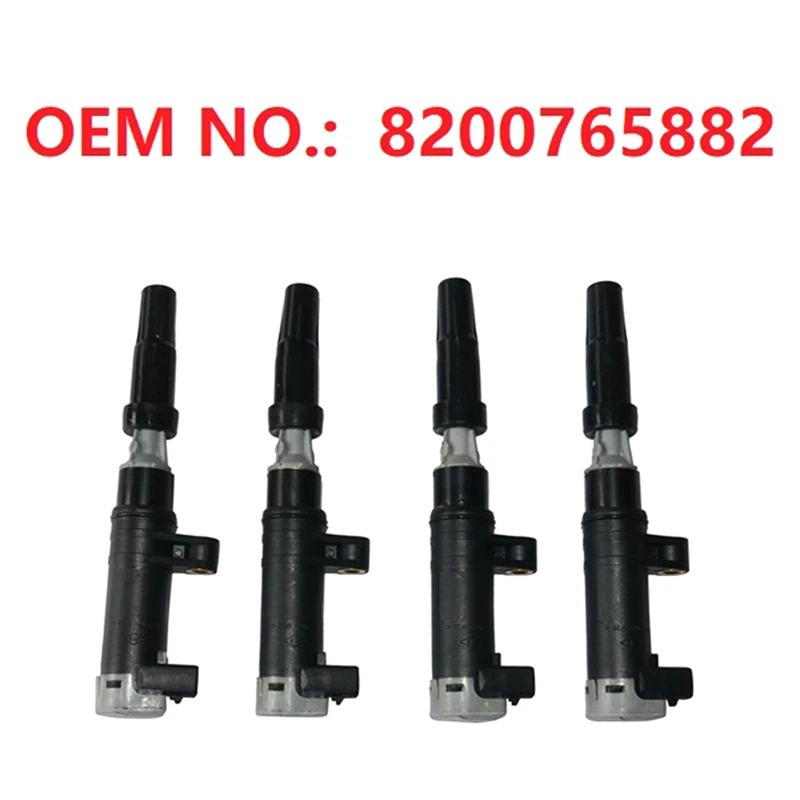 4 упаковки 8200765882 Катушка зажигания для Renault Megane Mk3 08-13/Grand Scenic 04-09/Scenic 01-03