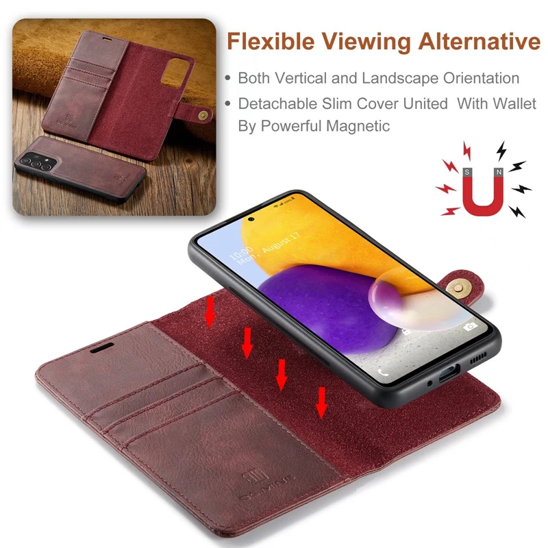 2 in 1 Split Flip Case for Samsung Galaxy S23 S22 S21 S20 S21FE S10 S9 S8 Note 20 10 9 8 Strong Magnetic PU Leather Wallet Cover