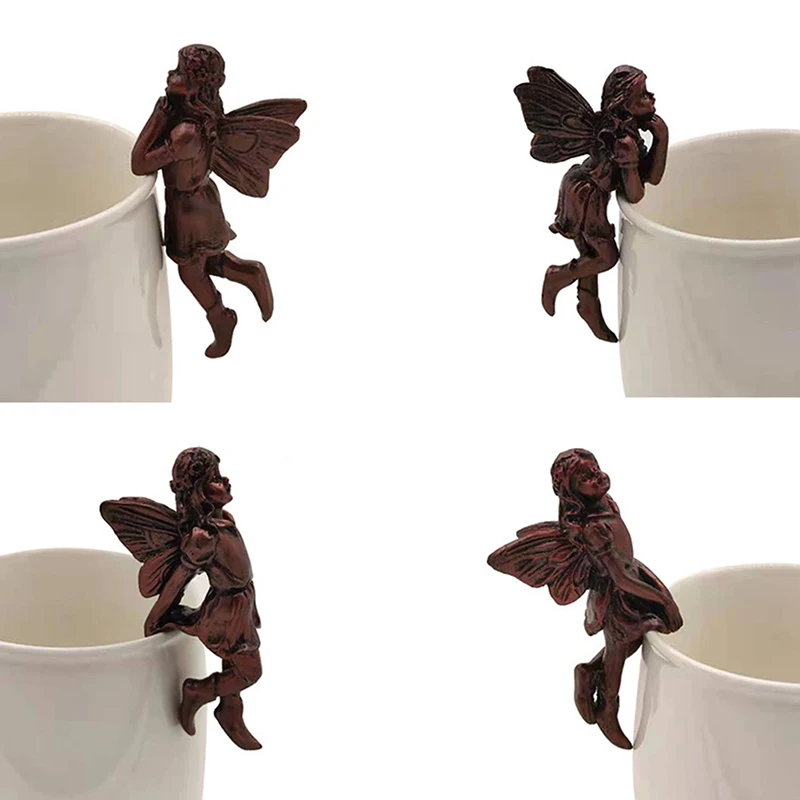 

Mini Girl Hanging Cup Resin Decoration Fairy Combination Flower Basket Edge Decor for Garden Design Garden Pot Ornaments