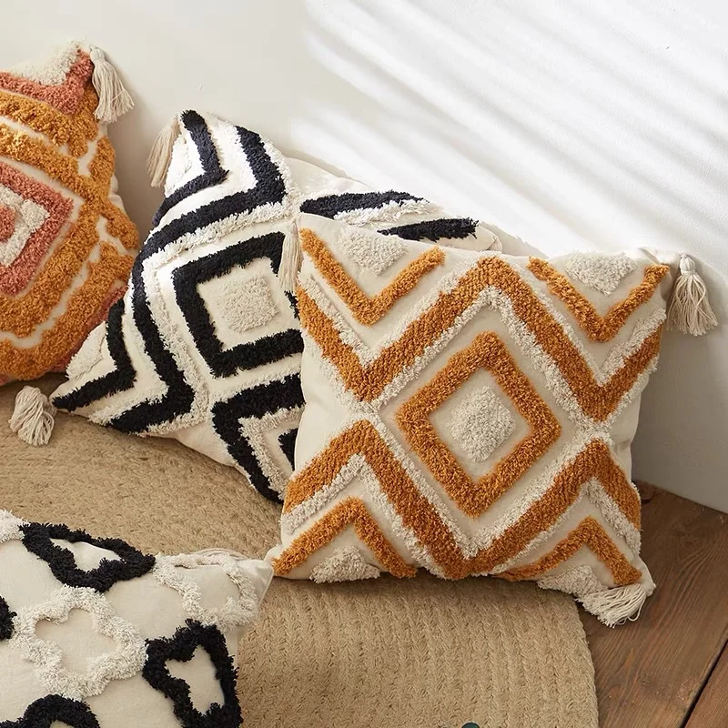 

New Style Throw Pillows Checkered Handmade Pillow Big Stripe Throw Pillowcase Simple Sofa Pillow Warm Hand Mattress