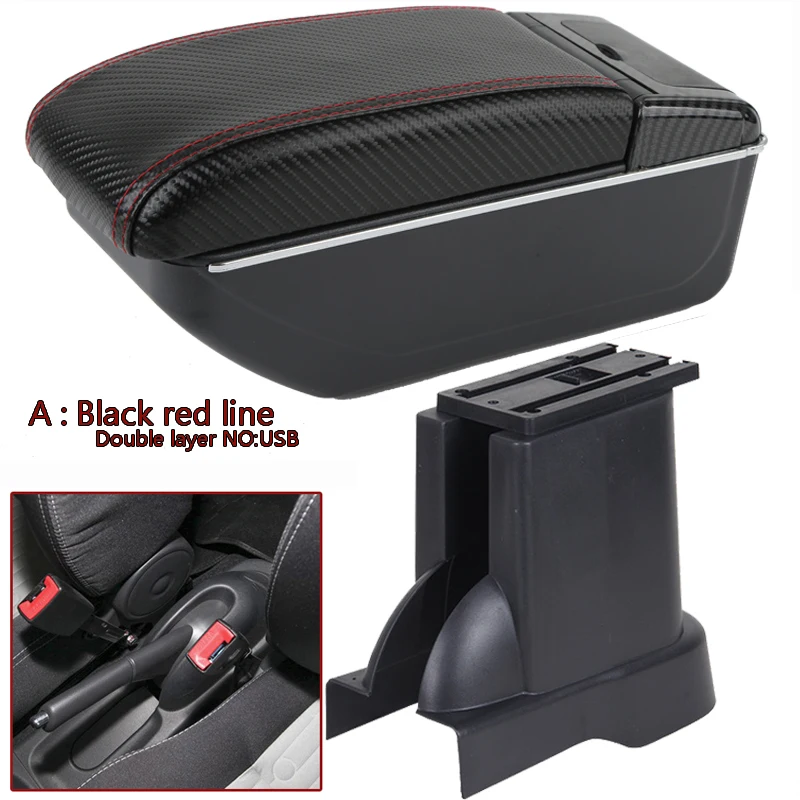 

For Suzuki Alto accessories car armrest carbon fiber Leather usb strorage box car-styling center console decoration 2008-2016