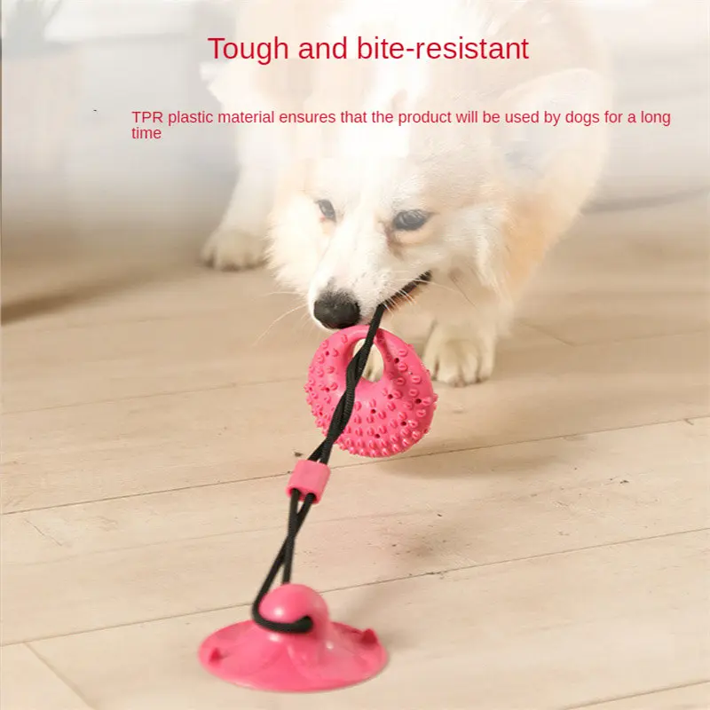 

Dog Toys Silicon Suction Cup Tug Interactive Dog Ball Toy For Pet Chew Bite Tooth Cleaning Toothbrush Feeding Pet Supplies