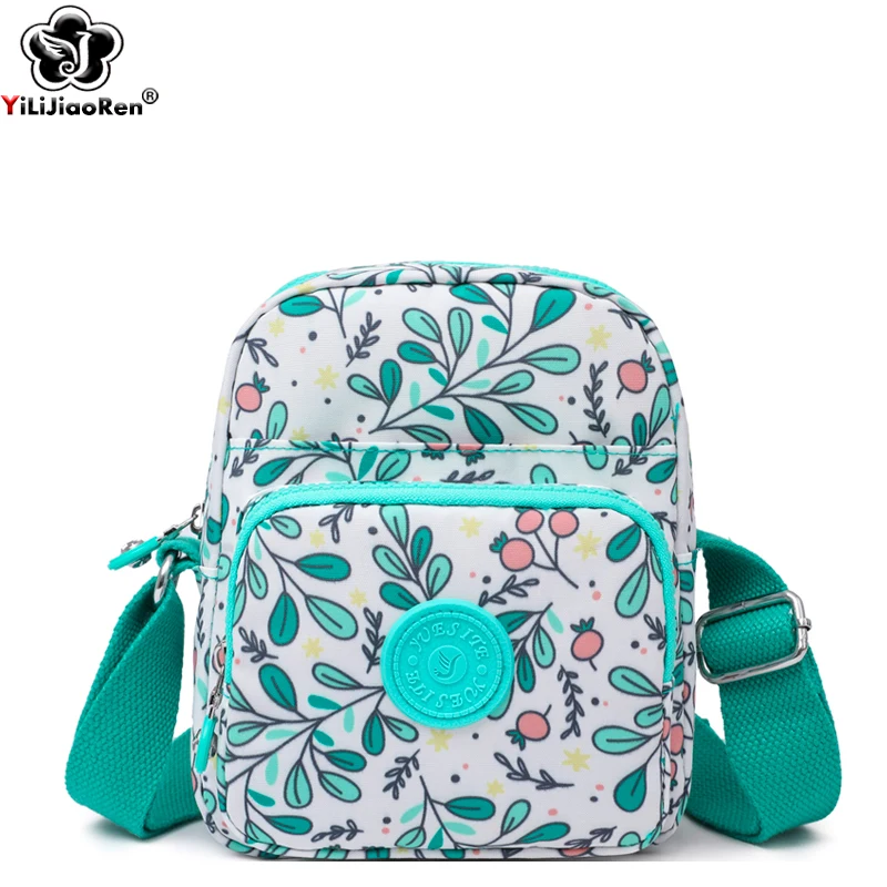 

Fashion Flower Pattern Crossbody Bags Women Waterproof Nylon Messenger Bags for Lady Multi Pockets Mobile Phone Shoulder Bag