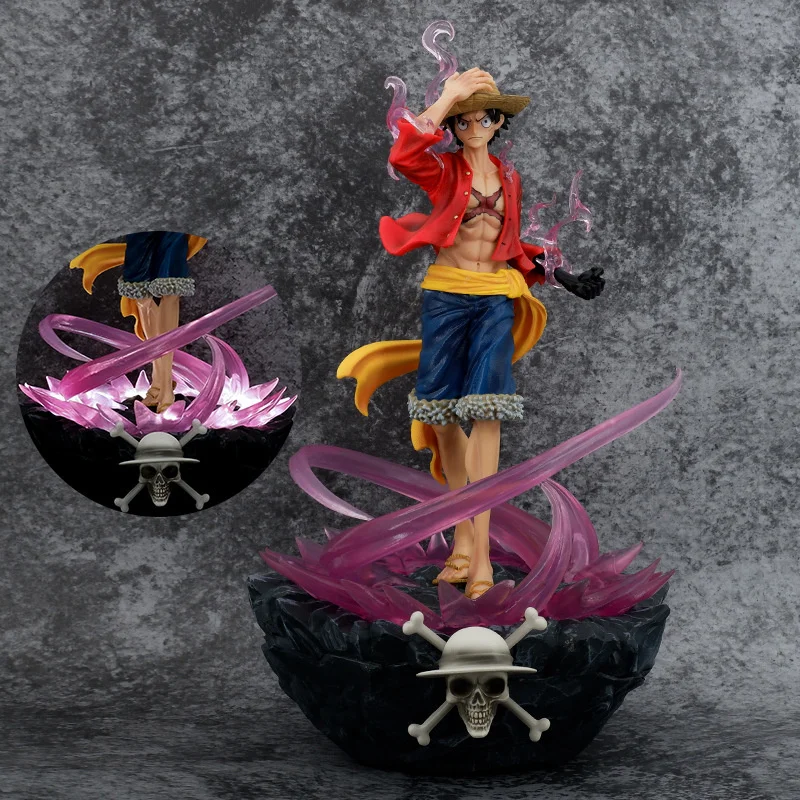 

New One Piece GK Straw Hat Monkey D Luffy Anime Figure Action Figura 41CM PVC Doll Battle Statue Can Shine Collectible Toys