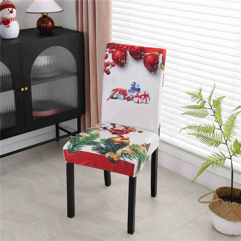 

Christmas Dining Chair Cover Spandex Elastic Chair Slipcover Case Stretch Chair Covers for Party Hotel Banquet Housse De Chaise