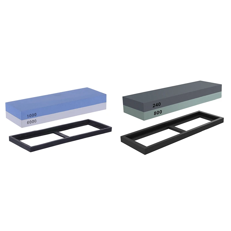 

2 Set 2-In-1 Whetstone 2-Sided Sharpening Stone Waterstone Knife Sharpener, Rubber Stone Holder Included - 1 Set 1000/6000 Grit